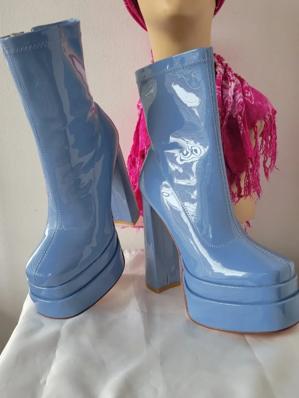 AZELEA Women's Y2K High Heels Glam Thick Sole Boots